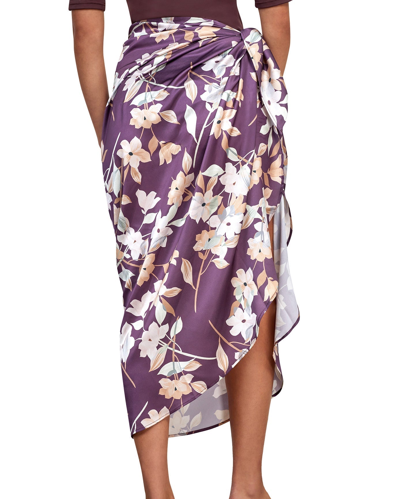 Back View Of Gottex Modest Pareo Wrap Skirt | GOTTEX MODEST AMORE MAUVE