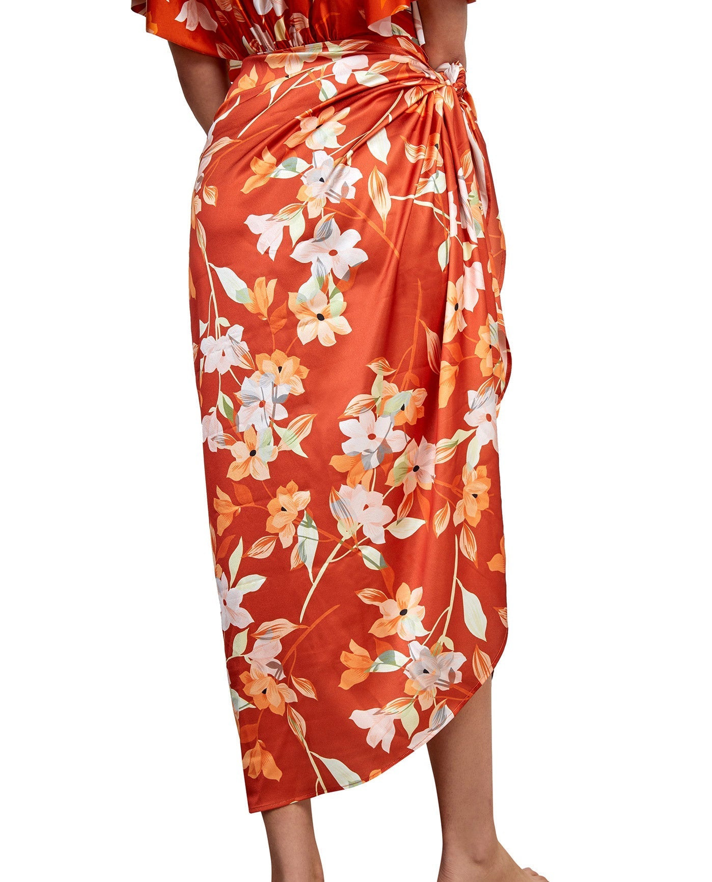 Back View Of Gottex Modest Pareo Wrap Skirt | GOTTEX MODEST AMORE SPICE