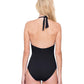 Back View Of Gottex Au Naturel Halter Surplice Side Bow One Piece Swimsuit | Gottex Au Naturel Black