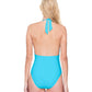 Back View Of Gottex Finesse Deep Plunge Halter One Piece Swimsuit | Gottex Finesse Aqua