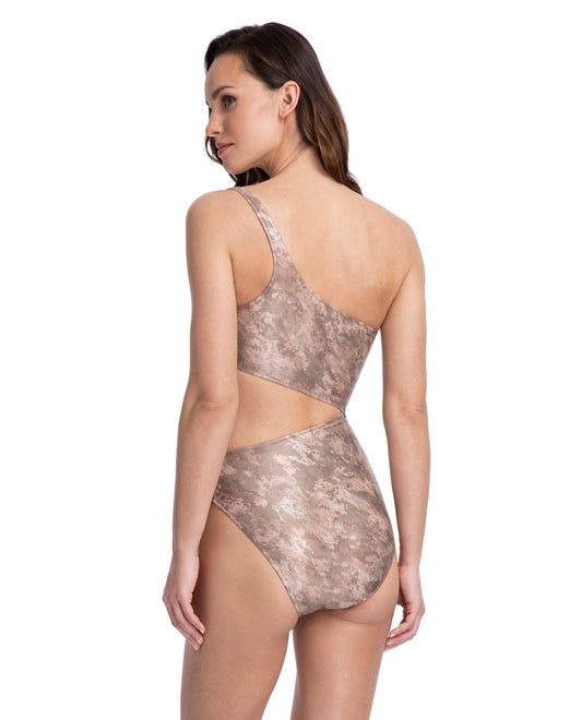 Back View Of Gottex Couture Antaresone Shoulder Cut Out Monokini One Piece Swimsuit | Gottex Antares