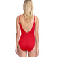 Back View Of Gottex Collection Bardot Square Neck One Piece Swimsuit | Gottex Bardot Red