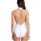 Back View Of Gottex Cassiopeia Deep Plunge Halter One Piece Swimsuit | GOTTEX CASSIOPEIA WHITE