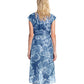 Back View Of Gottex Collection Lily Tie Front Long Surplice Wrap Cover Up Dress | Gottex Lily Dusk Blue