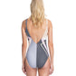 Back View Of Gottex Collection Modern Art V-Neck One Piece Swimsuit | Gottex Modern Art Grey