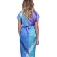 Back View Of Gottex Collection Modern Art Belted Kimono Cover Up | Gottex Modern Art Blue