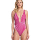 Front View Of Gottex Collection Palla Strappy Deep Plunge V-Neck One Piece Swimsuit | Gottex Palla Raspberry