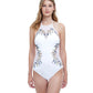 Front View Of Gottex Couture Eros High Neck Halter One Piece Swimsuit | Gottex Eros White