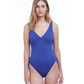 Front View Of Gottex Collection Front Row V-Neck Underwire One Piece Swimsuit | Gottex Front Row Denim