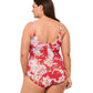 Back View Of Gottex Hitachi Plus Size Surplice V-Neck Swimsuit | Gottex Hitachi Red