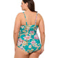 Back View Of Gottex Hitachi Plus Size Scoop Neck Shirred Underwire One Piece Swimsuit | Gottex Hitachi Light Turquoise