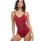 Front View Of Gottex Collection Safari V-Neck One Piece Swimsuit | Gottex Safari Red