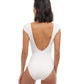Back View Of Gottex Collection Safari Deep V-Neck One Piece Swimsuit | Gottex Safari Ivory