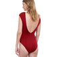Back View Of Gottex Collection Safari Deep V-Neck One Piece Swimsuit | Gottex Safari Red
