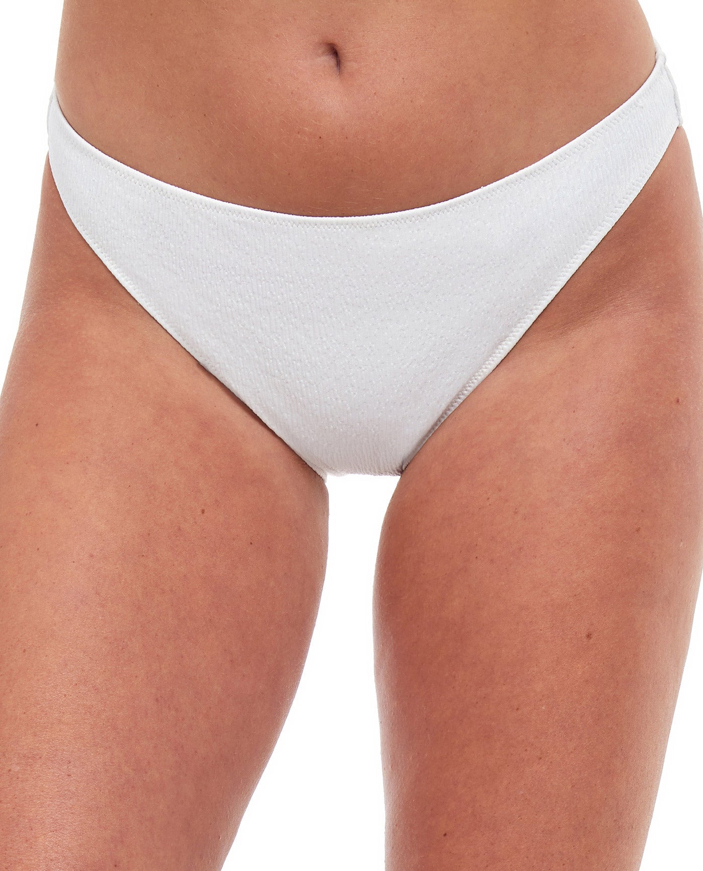 Front View Of Gottex Classics Elle Mid Rise Classic Bikini Bottom | Gottex Elle White