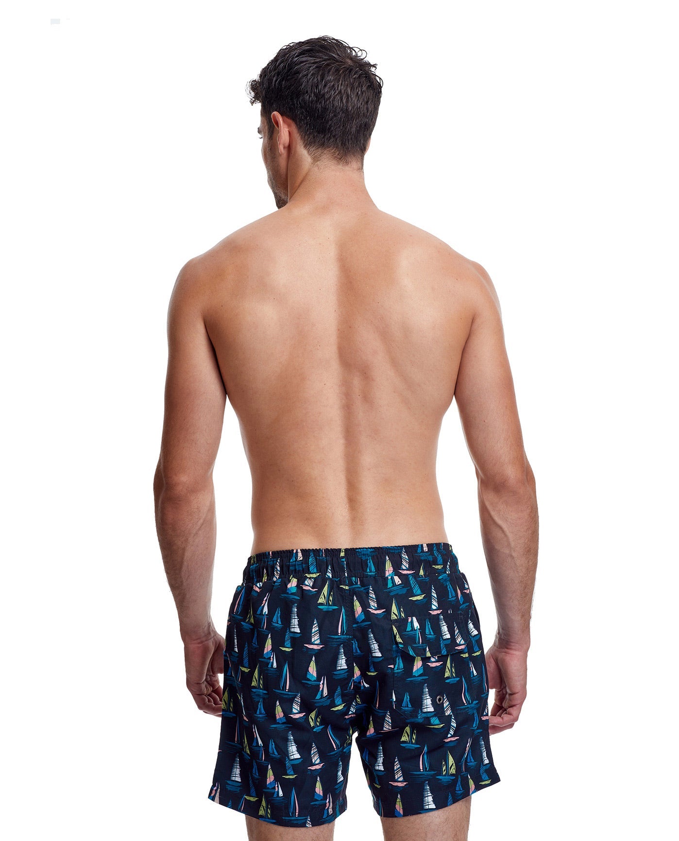Back View Of Gottex Men 5-Inch Swim Trunks | GOTTEX MEN SAIL BOAT