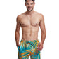 Front View Of Gottex Men 7-Inch Swim Trunks | GOTTEX MEN TROPICAL TURQUOISE AND BLUE