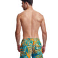 Back View Of Gottex Men 7-Inch Swim Trunks | GOTTEX MEN TROPICAL TURQUOISE AND BLUE