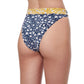 Back View Of Luma Shimmering Daisies High Leg Sexy Bikini Bottom | LUMA SHIMMERING DAISIES NAVY AND GOLD