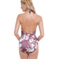 Back View Of Gottex Classic Amore Deep Plunge Halter One Piece Swimsuit | Gottex Amore Mauve