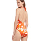 Back View Of Gottex Classic Amore Deep Plunge Halter One Piece Swimsuit | Gottex Amore Spice