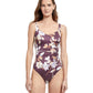 Front View Of Gottex Classic Amore Full Coverage Shaped Square Neck One Piece Swimsuit | Gottex Amore Mauve