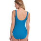 Back View Of Gottex Essentials Day Dream Textured Full Coverage V-Neck Surplice One Piece Swimsuit | Gottex Day Dream Sea Breeze