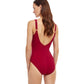 Back View Of Gottex Essentials Embrace V-Neck Surplice One Piece Swimsuit | Gottex Embrace Raspberry And White