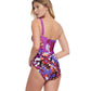 Back View Of Gottex Essentials Floral Art One Shoulder One Piece Swimsuit | Gottex Floral Art Plum