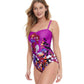 Side View View Of Gottex Essentials Floral Art Shaped Bandeau Strapless One Piece Swimsuit | Gottex Floral Art Plum