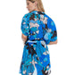 Back View Of Gottex Resortwear Floral Art Belted Cover Up Blouse Dress | Gottex Floral Art Blue