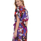 Back View Of Gottex Resortwear Floral Art Belted Cover Up Blouse Dress | Gottex Floral Art Plum