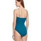 alternate back 1 View Of Gottex Classic Golden Touch Bandeau Strapless One Piece Swimsuit | Gottex Golden Touch Teal