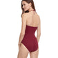 Back View Of Gottex Classic Golden Touch Bandeau Strapless One Piece Swimsuit | Gottex Golden Touch Wine