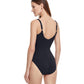 Back View Of Gottex Classic Golden Touch Full Coverage Surplice One Piece Swimsuit | Gottex Golden Touch Black