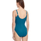 Back View Of Gottex Classic Golden Touch Full Coverage Surplice One Piece Swimsuit | Gottex Golden Touch Teal