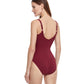 Back View Of Gottex Classic Golden Touch Full Coverage Surplice One Piece Swimsuit | Gottex Golden Touch Wine