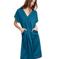 alternate front 1 View Of Gottex Classic Golden Touch V-Neck Long Tunic | Gottex Golden Touch Teal
