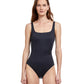 Front View Of Gottex Classic Liv Full Coverage Square Neck One Piece Swimsuit | Gottex Liv Black