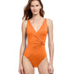 Front View Of Gottex Classic Liv Full Coverage Surplice One Piece Swimsuit | Gottex Liv Spice