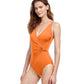 Side View View Of Gottex Classic Liv Full Coverage Surplice One Piece Swimsuit | Gottex Liv Spice