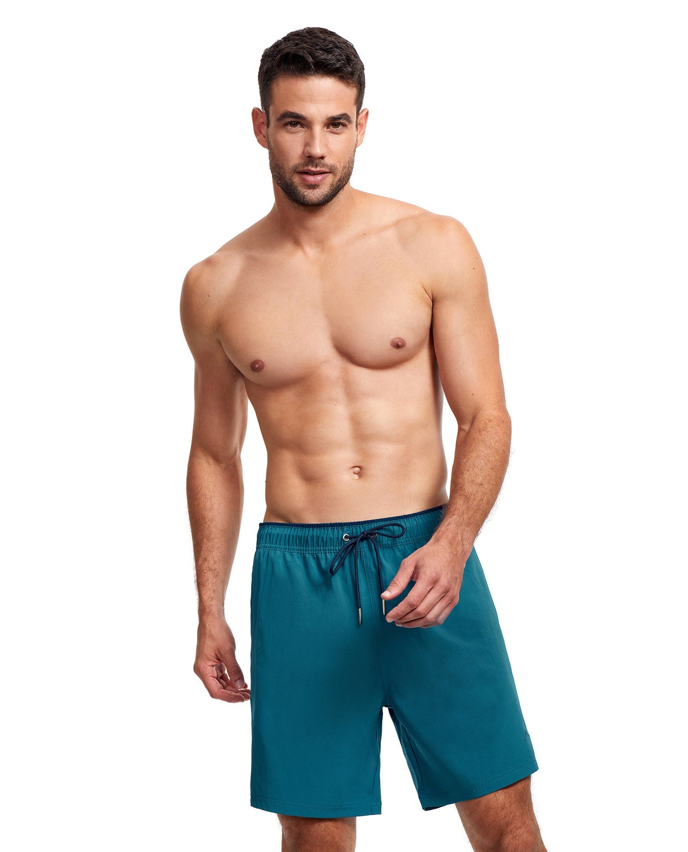 Front View Of Gottex Men 7-Inch Swim Trunks | GOTTEX MEN PETROL AND NAVY ACCENT