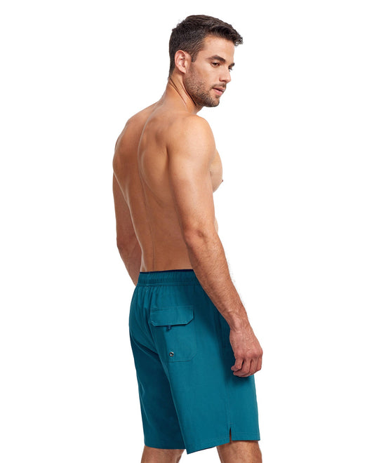 Back View Of Gottex Men 9-Inch Swim Trunks | GOTTEX MEN PETROL AND NAVY ACCENT