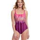 Front View Of Gottex Essentials Moroccan Sky Full Coverage Square Neck One Piece Swimsuit | Gottex Moroccan Sky Plum