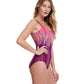 Side View View Of Gottex Essentials Moroccan Sky Full Coverage Square Neck One Piece Swimsuit | Gottex Moroccan Sky Plum