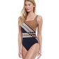 Side View View Of Gottex Essentials Ocean Breeze Full Coverage Square Neck One Piece Swimsuit | Gottex Ocean Breeze Brown