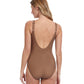 Back View Of Gottex Essentials Ocean Breeze Mastectomy High Neck One Piece Swimsuit | Gottex Ocean Breeze Brown
