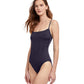 Side View View Of Gottex Classic Paloma Shaped Square Neck One Piece Swimsuit | Gottex Paloma Black