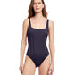 Front View Of Gottex Classic Paloma Full Coverage Square Neck One Piece Swimsuit | Gottex Paloma Black
