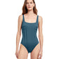 Front View Of Gottex Classic Paloma Full Coverage Square Neck One Piece Swimsuit | Gottex Paloma Leaf